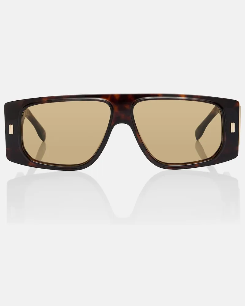 Fendi Occhiali da sole rettangolari FF Squared Marrone