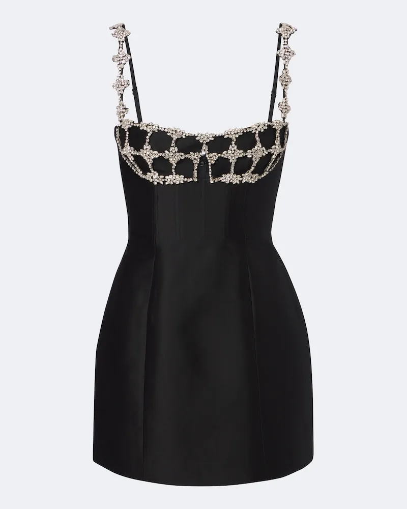 Rachel Gilbert Abito bustier Acacia in lana e seta Nero
