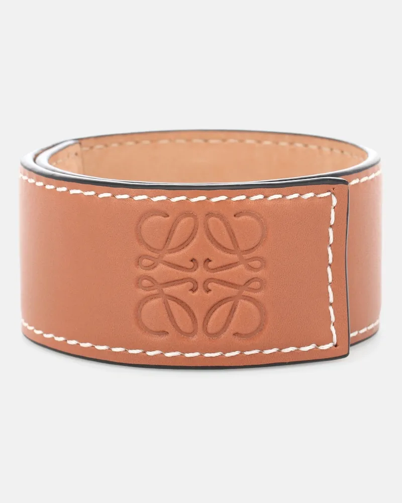 Loewe Bracciale Anagram in pelle Marrone