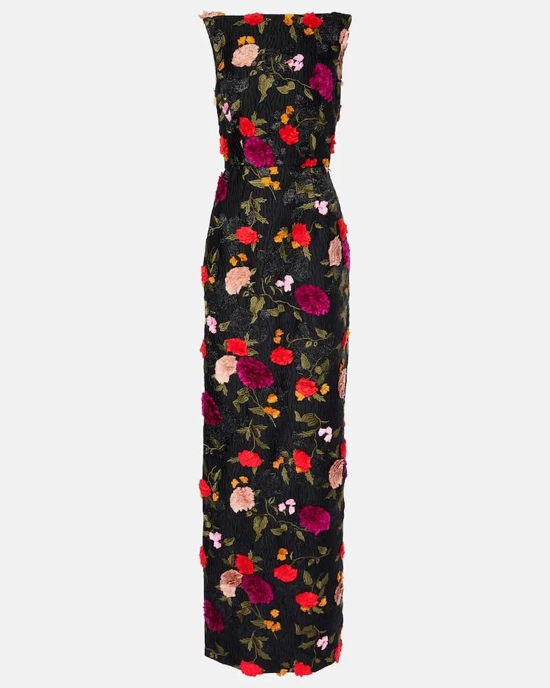 Erdem Abito lungo in jacquard con ricamo Nero