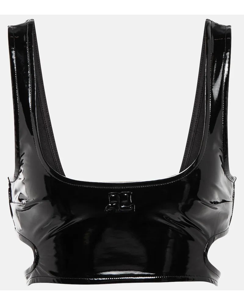 Courrèges CourrÃ¨ges Top cropped in similpelle con cut-out Nero