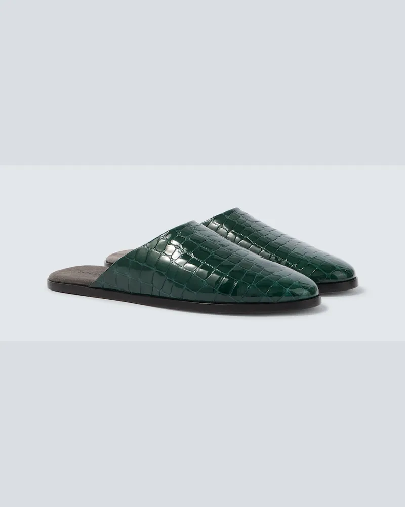 Fear of God Mules in pelle stampata Verde