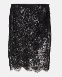 Saint Laurent Minigonna in pizzo di misto cotone Nero