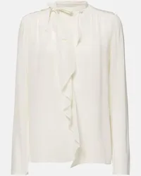 Isabel Marant Blusa Utah in crêpe con volant Beige