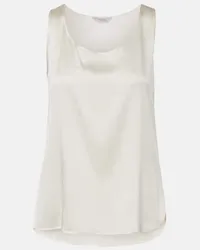 Max Mara Top Pan in raso di misto seta Bianco