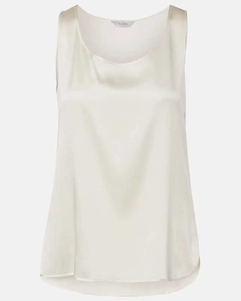 Max Mara Top Pan in raso di misto seta Bianco