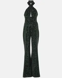 Elie Saab Jumpsuit a gamba larga con paillettes Verde