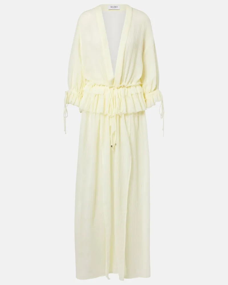 ATTICO Abito lungo in cotone con volant Bianco