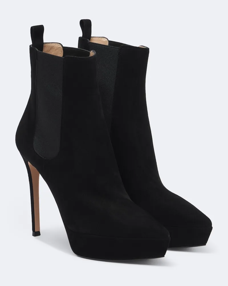 Gianvito Rossi Stivaletti in suede con plateau Nero