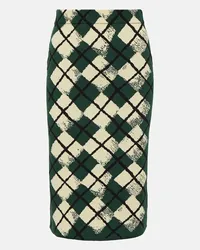 Burberry Gonna midi in cotone a quadri Verde