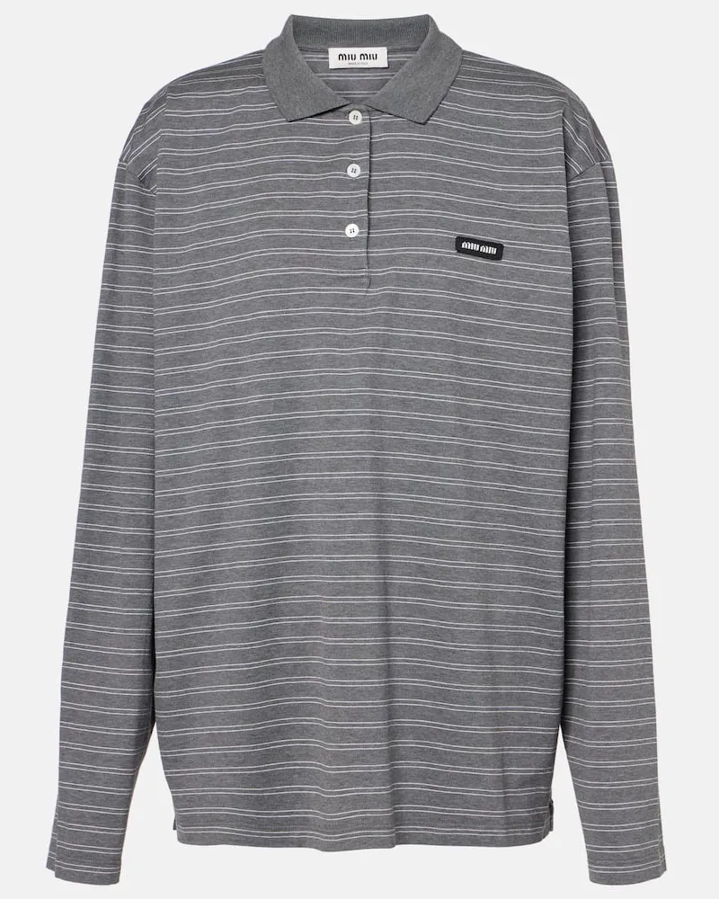Miu Miu Polo in jersey di cotone a righe Grigio