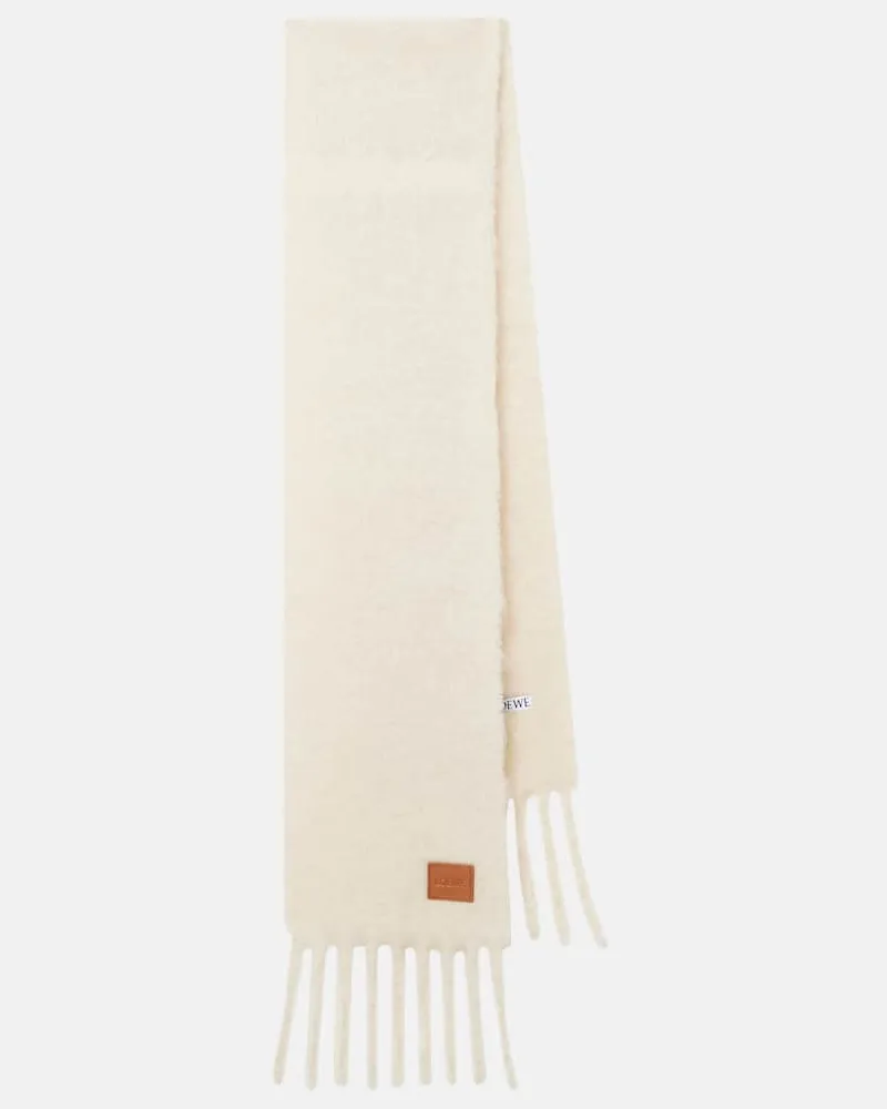 Loewe Sciarpa in misto mohair e lana Bianco