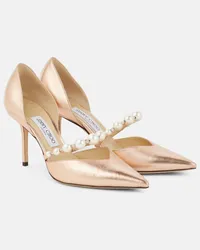 Jimmy Choo Pumps Aurelie 85 in pelle metallizzata Rosa