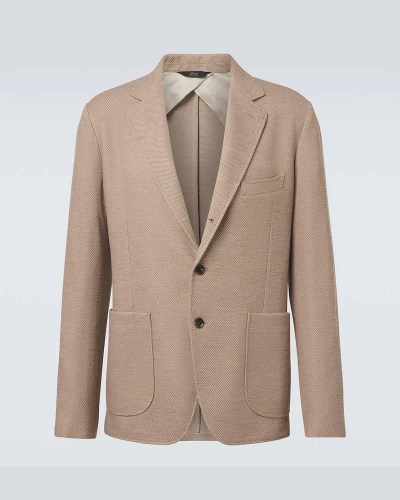 Brioni Blazer in lana e seta Beige