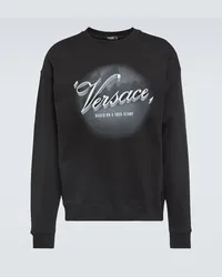 Versace Felpa in jersey di cotone con stampa Nero