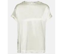 Brunello Cucinelli T-shirt in raso di misto seta Beige