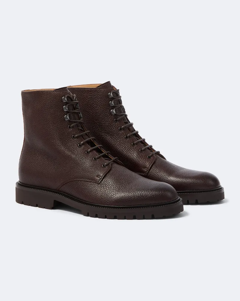 Brunello Cucinelli Stivali stringati in pelle Marrone