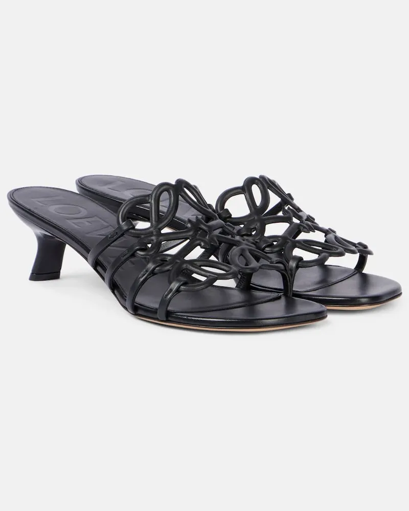 Loewe Paula's Ibiza - Mules Petal Anagram in pelle Nero
