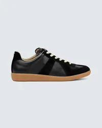 Maison Margiela Sneakers Replica in pelle e suede Nero