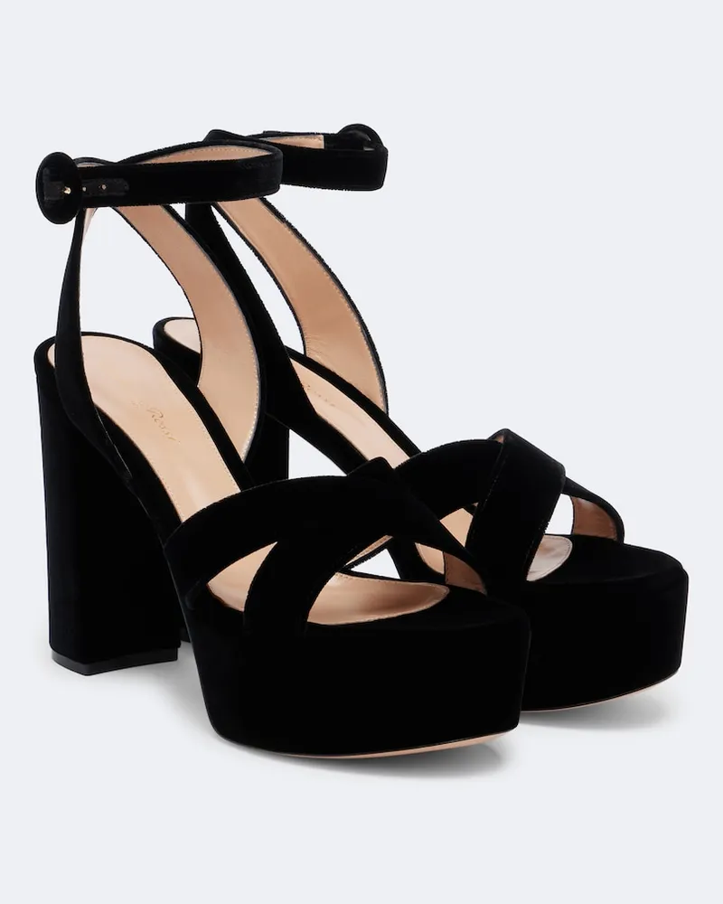 Gianvito Rossi Sandali platform Sabrina in velluto Nero