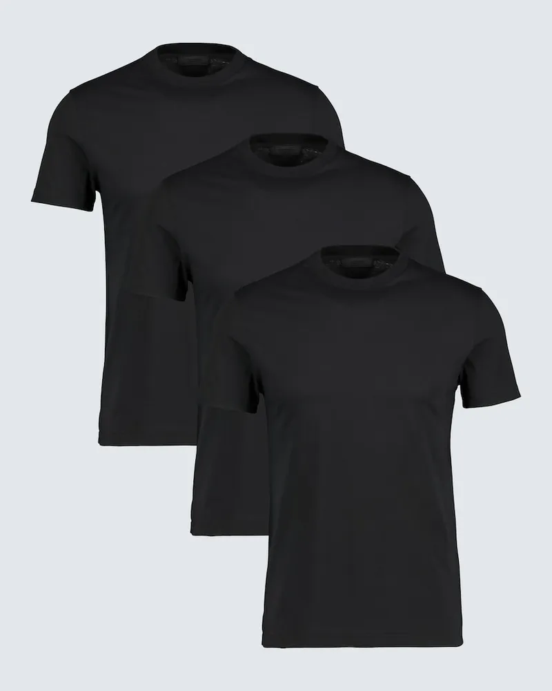 Prada Set da 3 T-shirt in cotone Nero