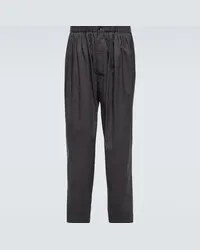 Christophe Lemaire Pantaloni in cotone con pince Grigio