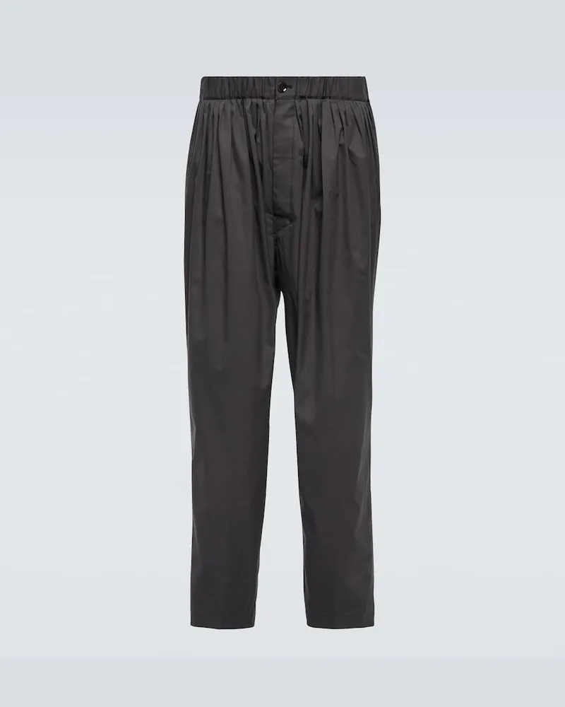 Christophe Lemaire Pantaloni in cotone con pince Grigio