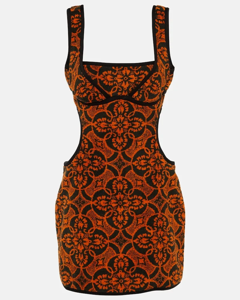 Marine Serre Miniabito in cotone jacquard con cut-out Multicolore