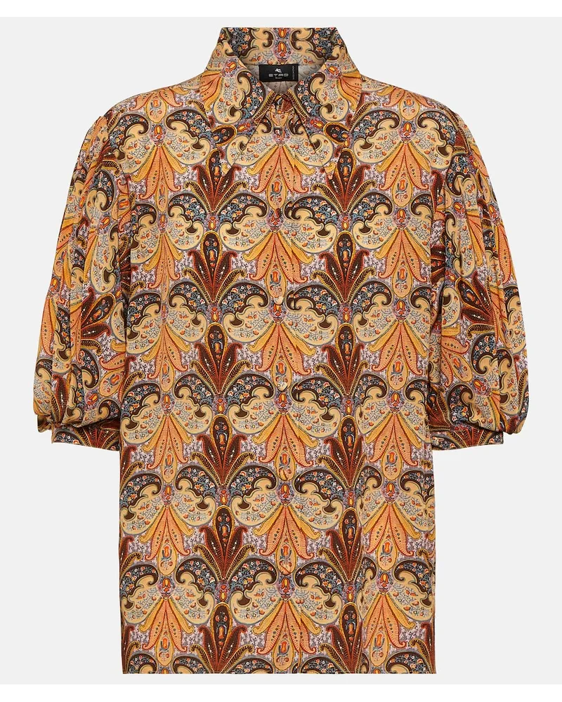 Etro Top in seta con stampa Multicolore