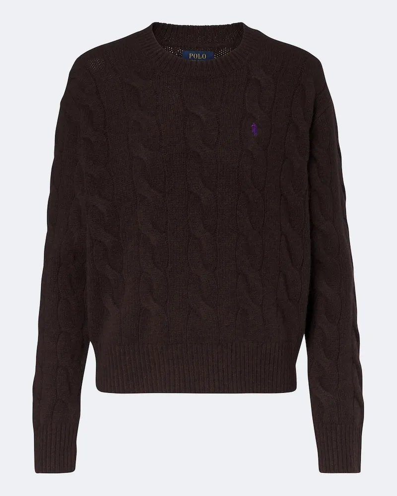 Ralph Lauren Pullover in lana e cashmere a trecce Marrone
