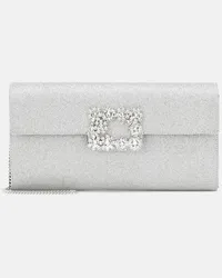 Roger Vivier Clutch Envelope Flap con glitter Argento