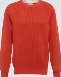 Brunello Cucinelli Pullover in maglia di cotone a coste Arancione