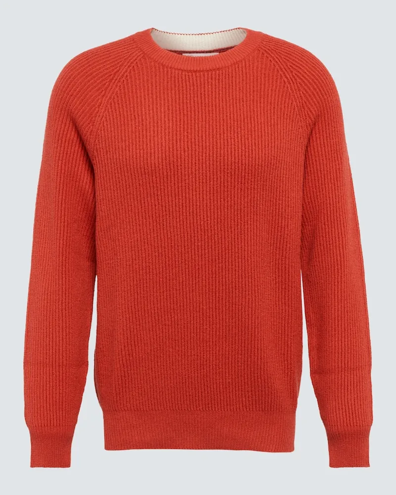 Brunello Cucinelli Pullover in maglia di cotone a coste Arancione