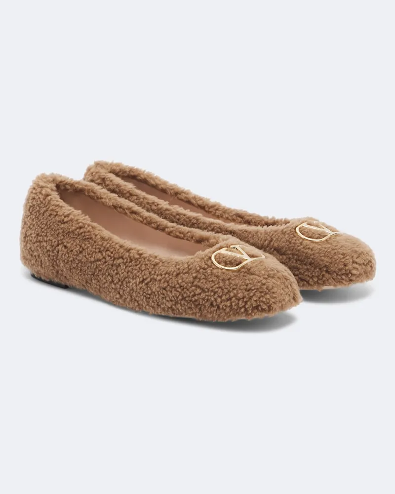 Valentino Garavani Ballerine VLogo in teddy Beige