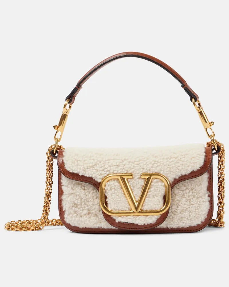 Valentino Garavani Borsa LocÃ² Small in shearling e pelle Marrone