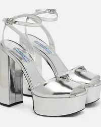 Prada Sandali con plateau in pelle Argento