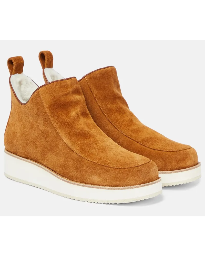 Gabriela Hearst Stivaletti Harry in suede con shearling Marrone