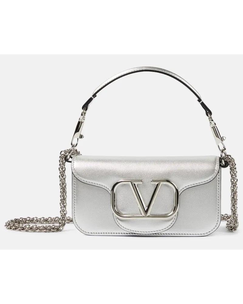 Valentino Garavani Borsa a spalla LocÃ² Small in pelle metallizzata Argento