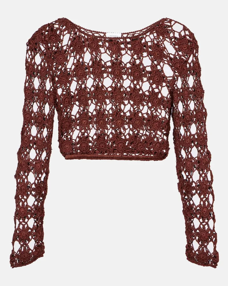Anna Kosturova Top cropped Bella in crochet di cotone Marrone