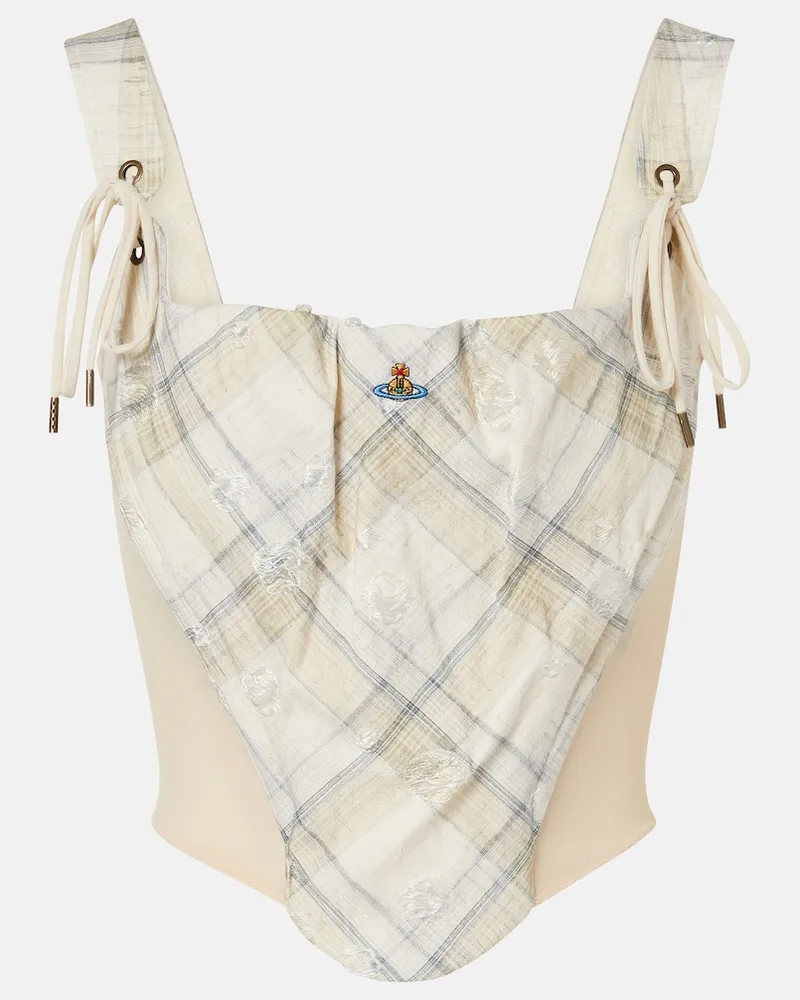 Vivienne Westwood Top Puppy in misto cotone a quadri Bianco