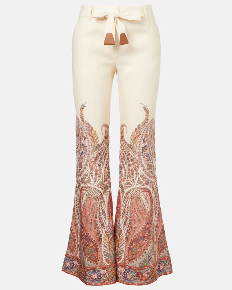 Zimmermann Pantaloni flared in lino Bianco