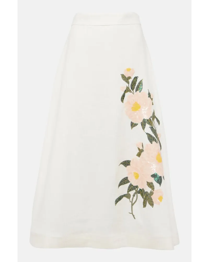 Zimmermann Gonna midi Natura in organza di lino Bianco