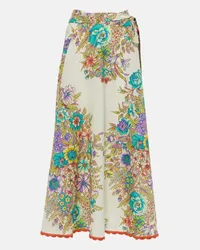 Etro Gonna midi in cotone e seta Multicolore