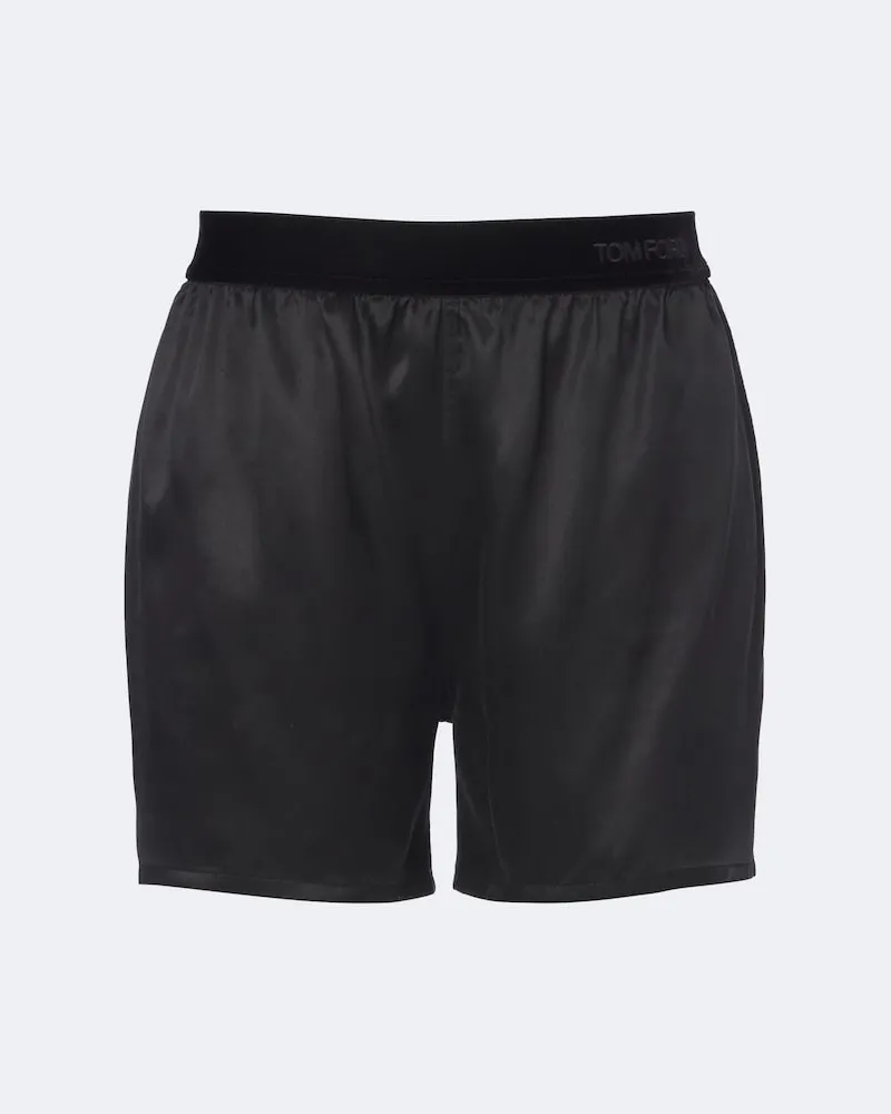 Tom Ford Shorts pigiama in satin di seta Nero