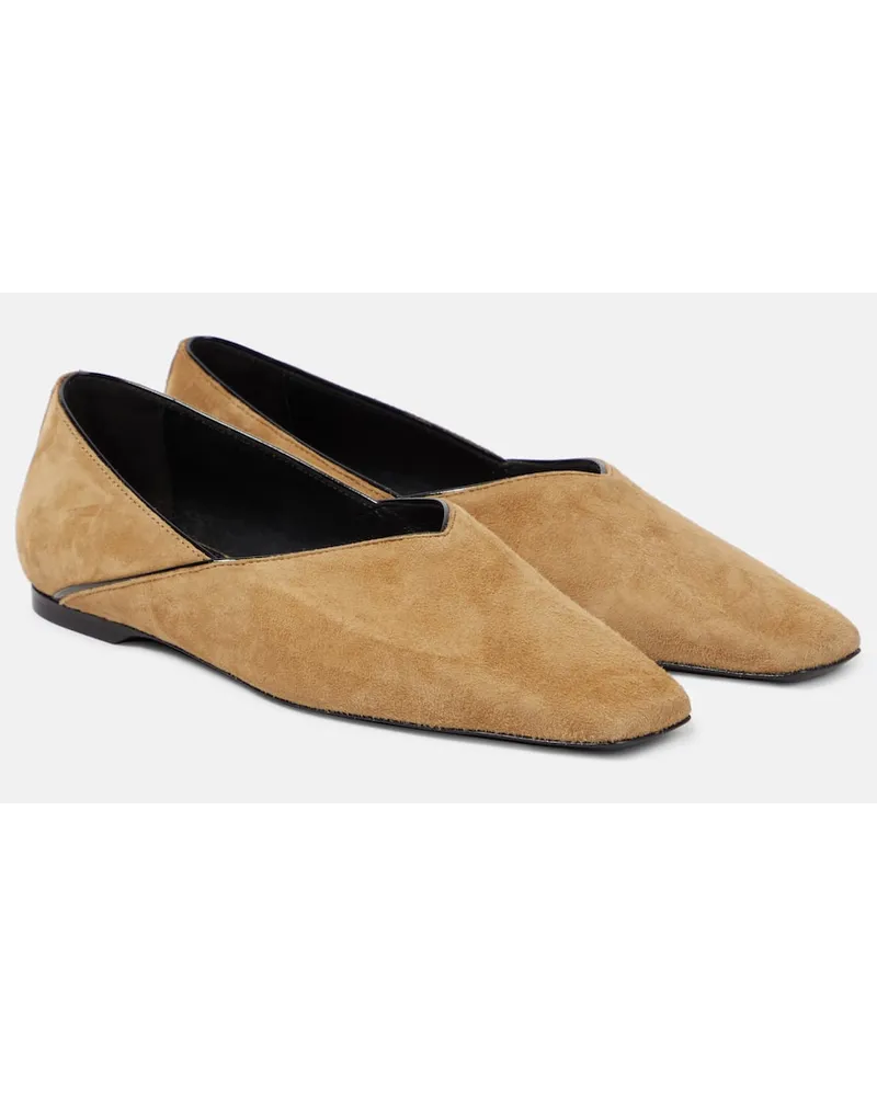 Totême Ballerine The Everyday Flat in suede Beige