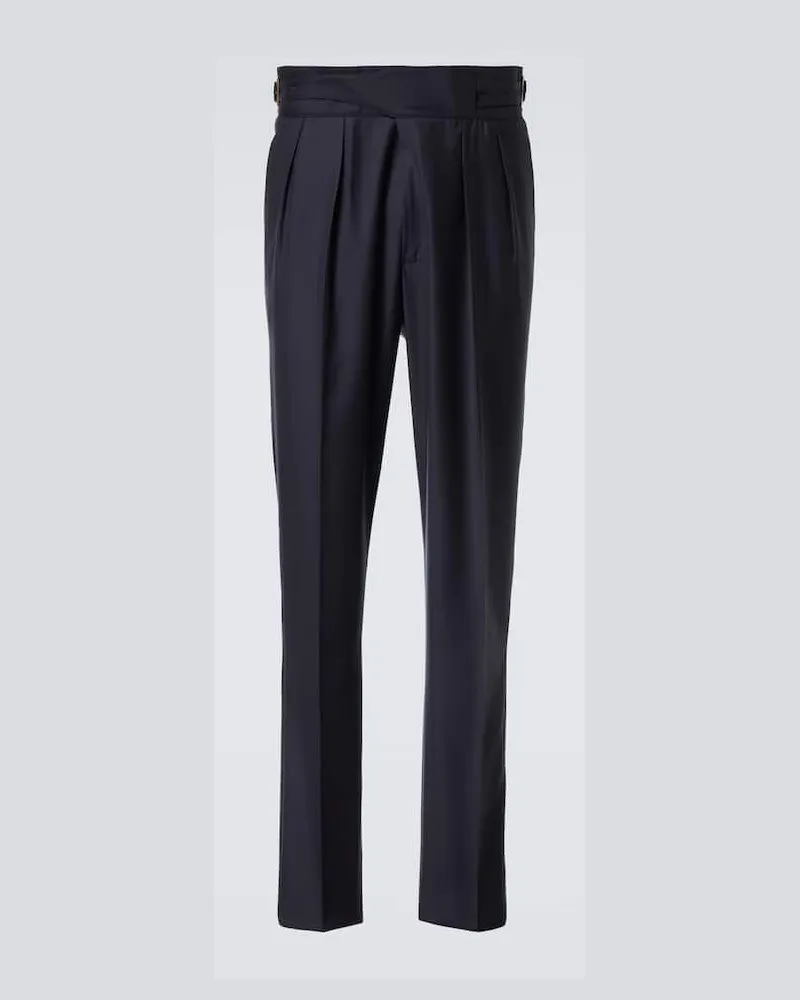 Rubinacci Pantaloni regular Manny in lana vergine Blu