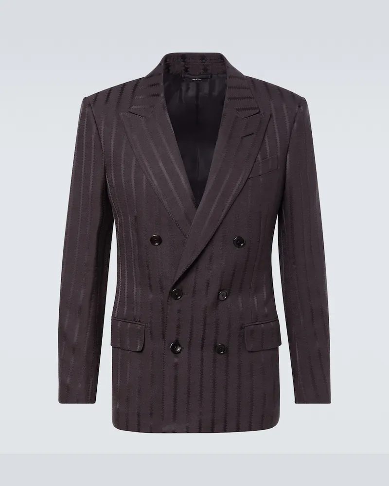 Tom Ford Blazer a righe in jacquard Grigio