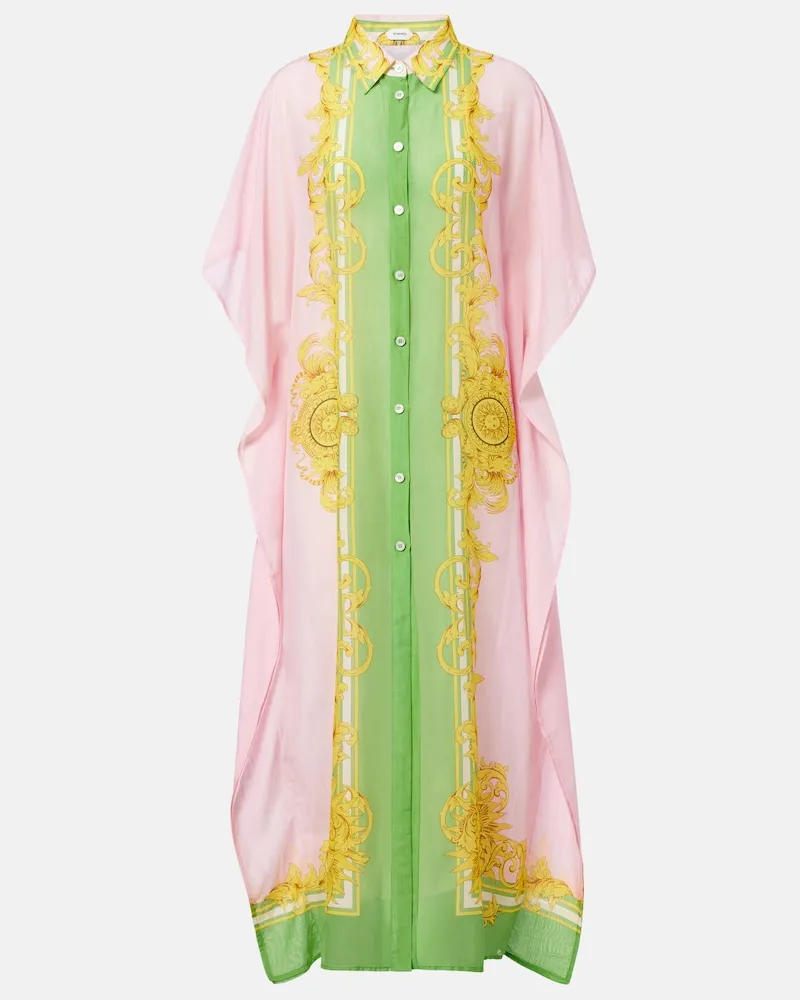 Versace Caftano in voile di cotone e seta con stampa Multicolore