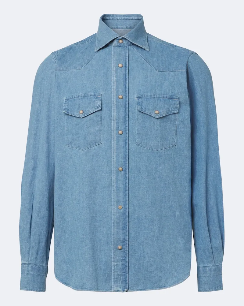 Eleventy Camicia di jeans Western Blu