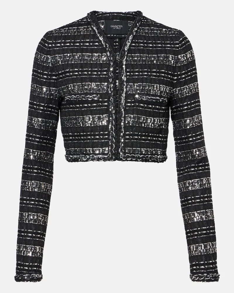 Giambattista Valli Giacca cropped in lamÃ Nero
